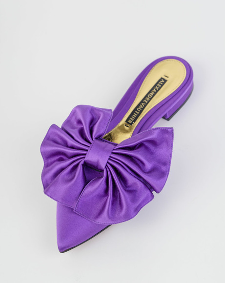 Picture of KATE MULE FLAT IN PURPLE SATIN