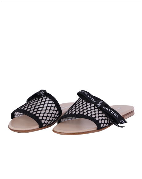 Picture of BLACK SLIDE SANDALS W/ BOW