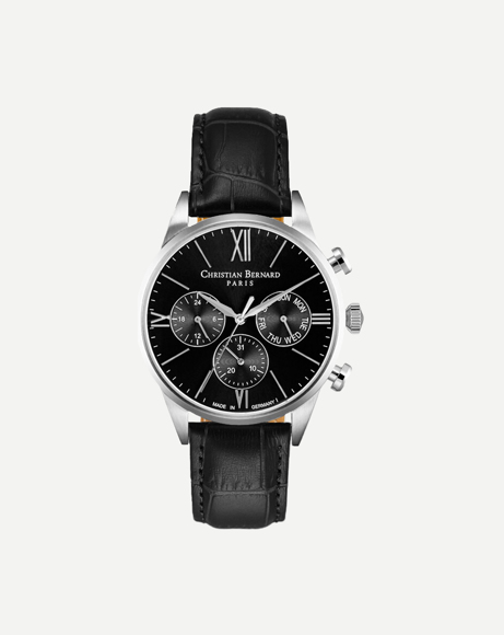 Picture of BLACK DIAL WITH DAY, DATE GENUINE LEATHER STRAP