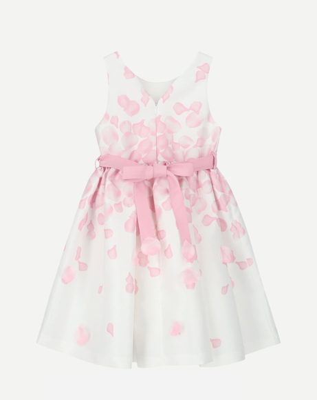 Picture of GIRLS WHITE & PINK PETAL BOW DRESS