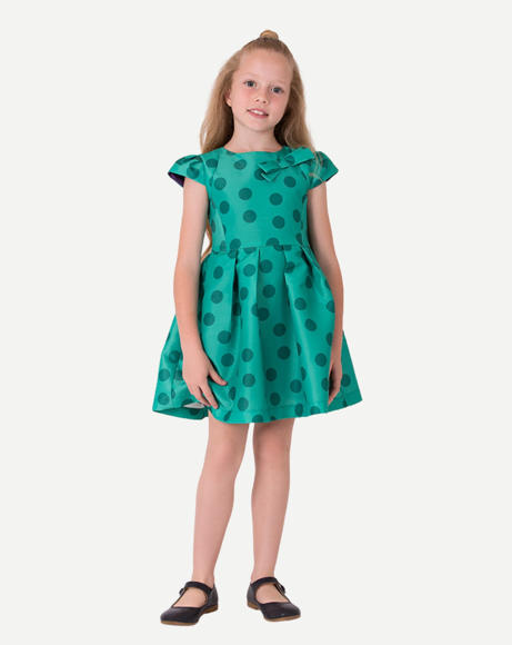 Picture of GIRL'S POLKA DOT BOW DRESS IN GREEN