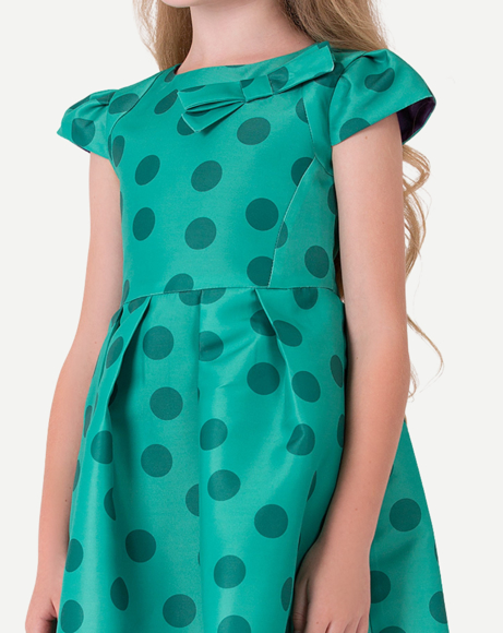 Picture of GIRL'S POLKA DOT BOW DRESS IN GREEN